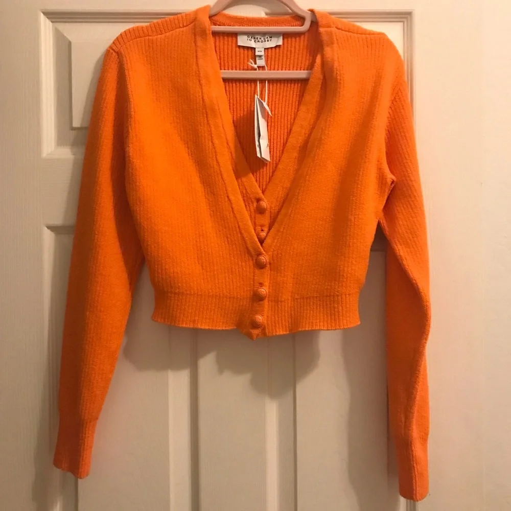 NWT 10 Crosby Derek Lam Orange Layered Cardigan Sweater Top - Picture 8 of 8